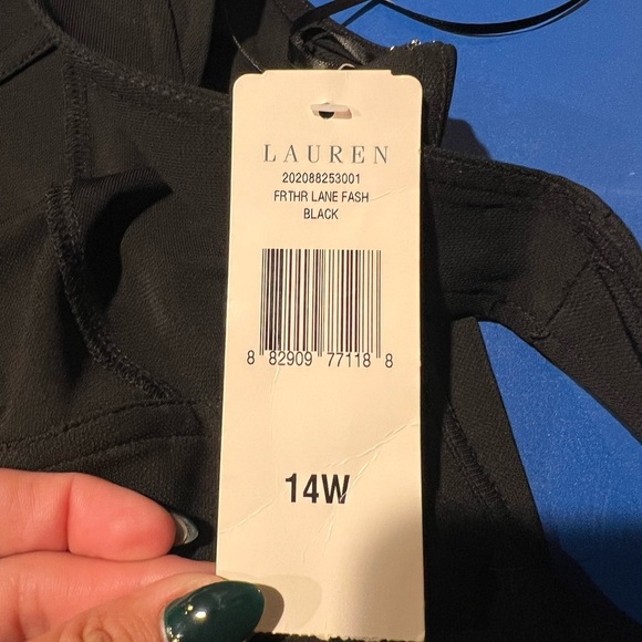 Lauren Ralph Lauren Women's Size 14W Black Feathered Lane Sleeveless Dress - Picture 5 of 5